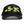 A black trucker-style cap with neon yellow-green embroidered price tags on the front, photographed against a plain white background.