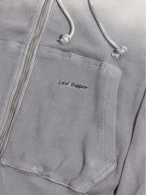 Last Supper Sun-Dried Waffle Knit Zip Up - Grey