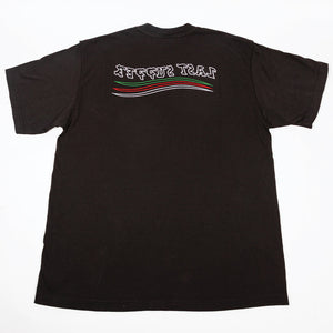 Black oversized embroidered t-shirt with back logo detail
