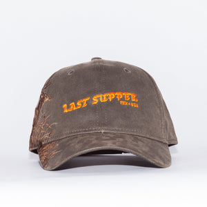 Last Supper brown waxy canvas deer hat with embroidered buck and logo