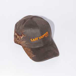 Last Supper brown waxy canvas deer hat with embroidered buck and logo