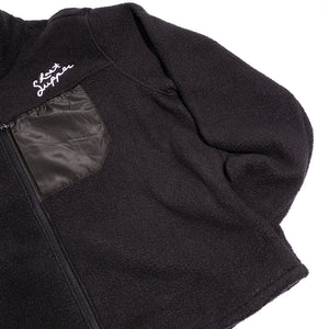 Last Supper black sherpa fleece jacket with embroidered logo and chest pocket streetwear outerwear